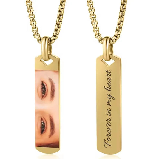Personalized Eye Photo Engraved Necklace