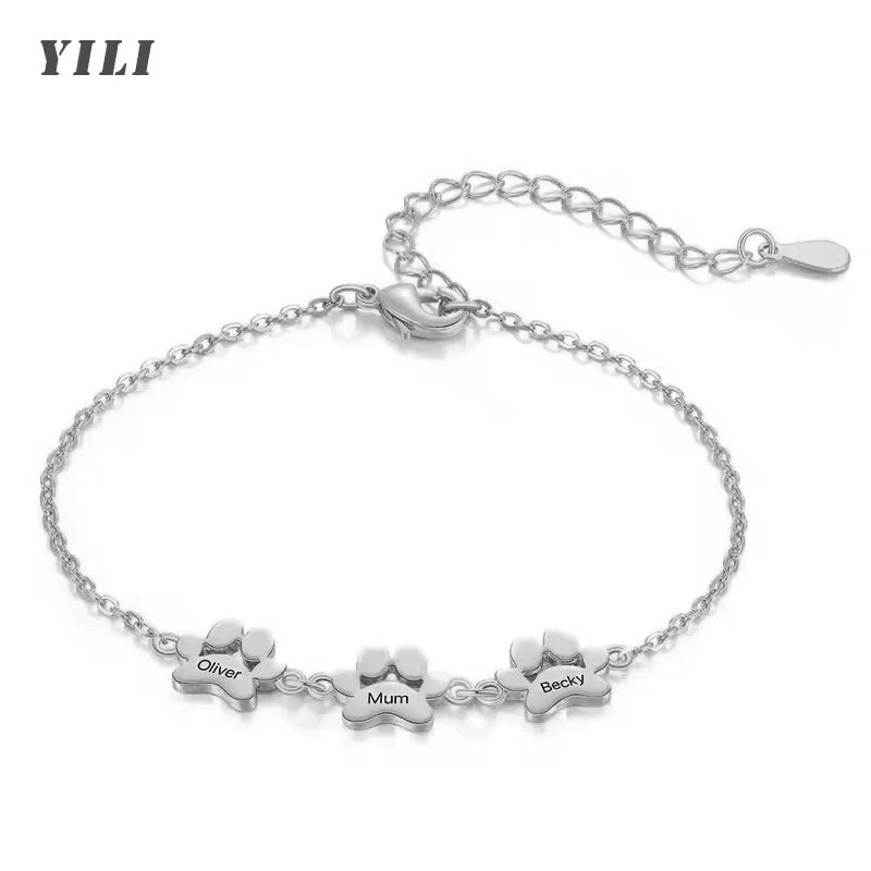 Personalized Pet Paw Name Bracelet