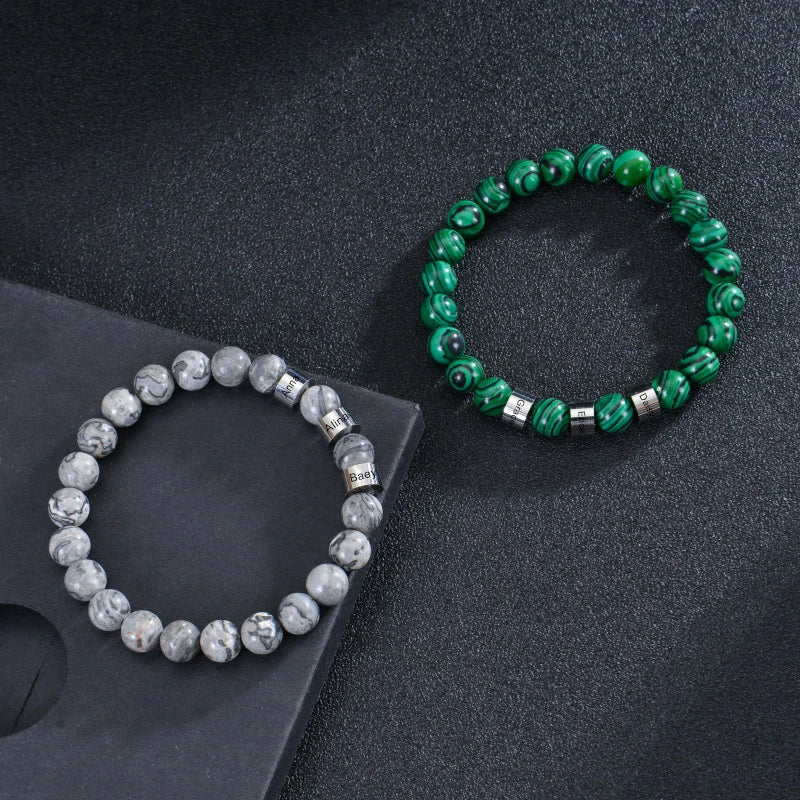 Personalized Natural Stone Beaded Name Bracelet
