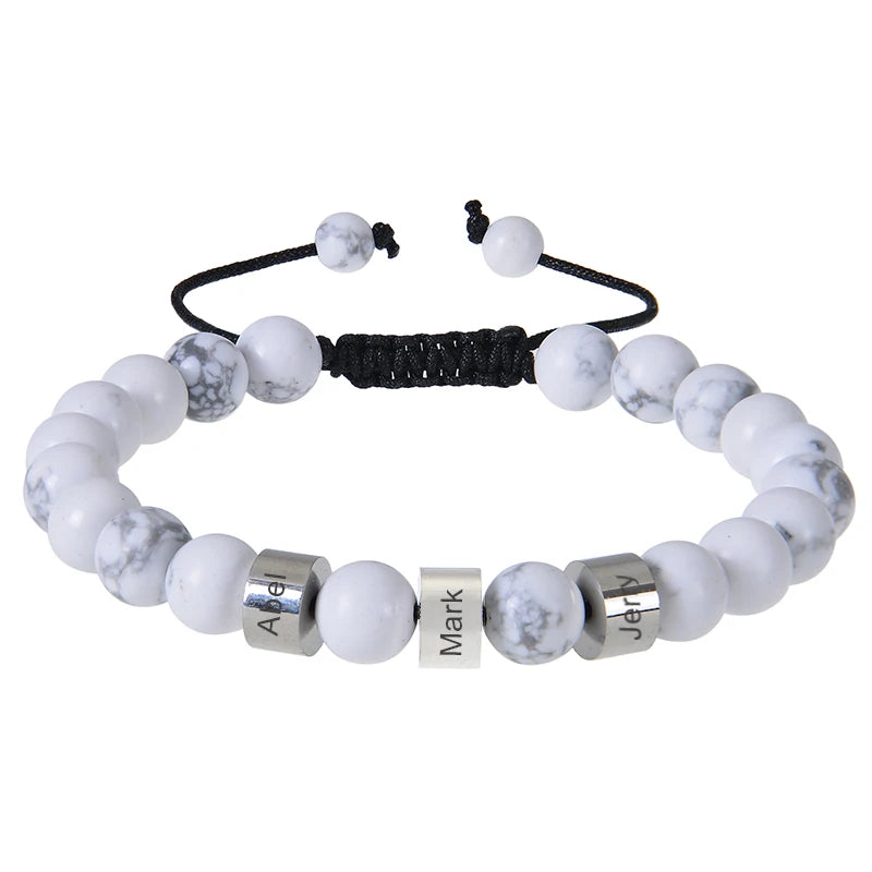 Personalized Natural Stone Beaded Name Bracelet