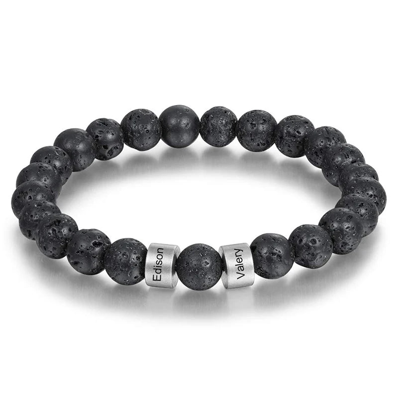 Personalized Natural Stone Beaded Name Bracelet
