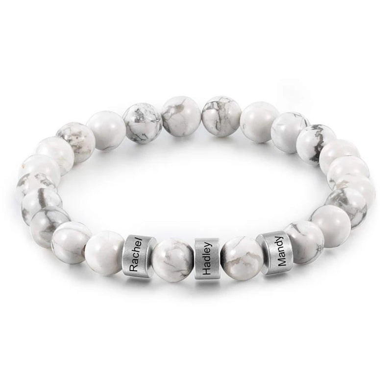 Personalized Natural Stone Beaded Name Bracelet