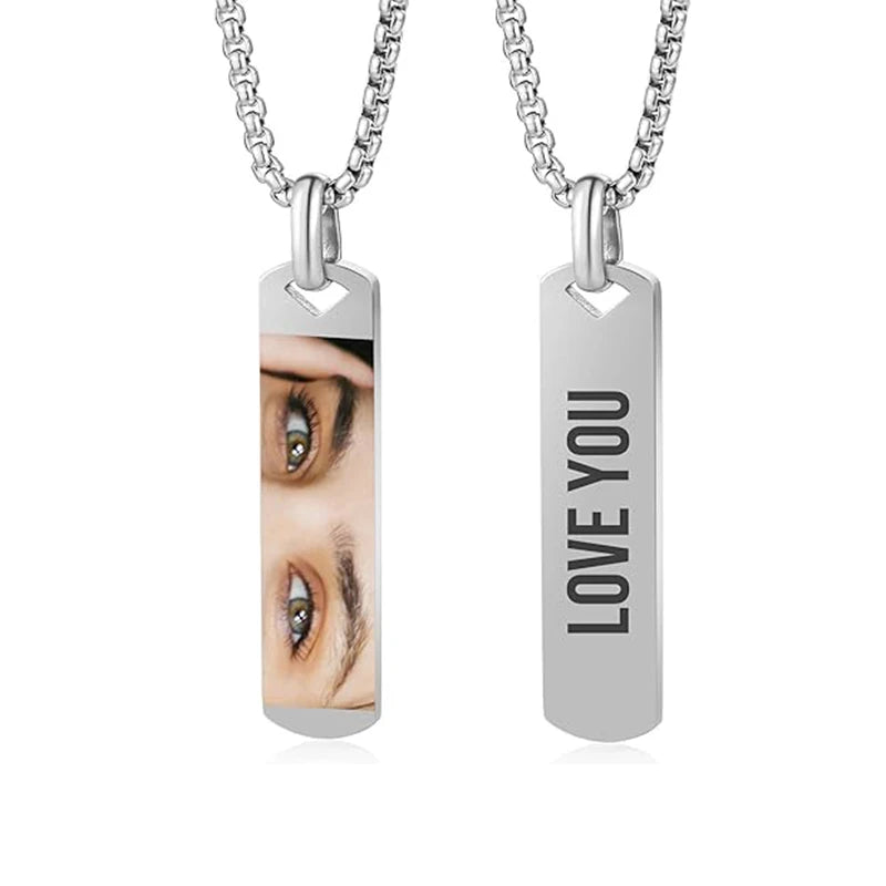 Personalized Eye Photo Engraved Necklace