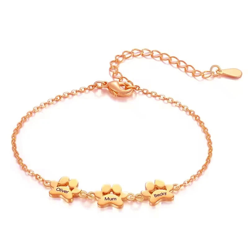 Personalized Pet Paw Name Bracelet