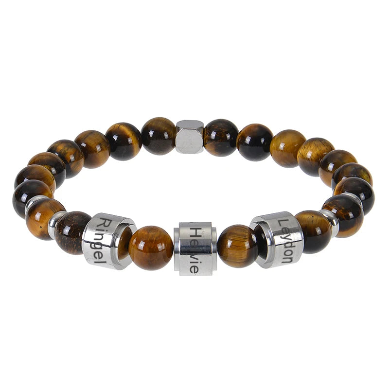 Personalized Natural Stone Beaded Name Bracelet