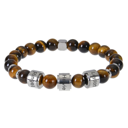 Personalized Natural Stone Beaded Name Bracelet