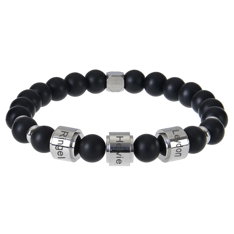Personalized Natural Stone Beaded Name Bracelet