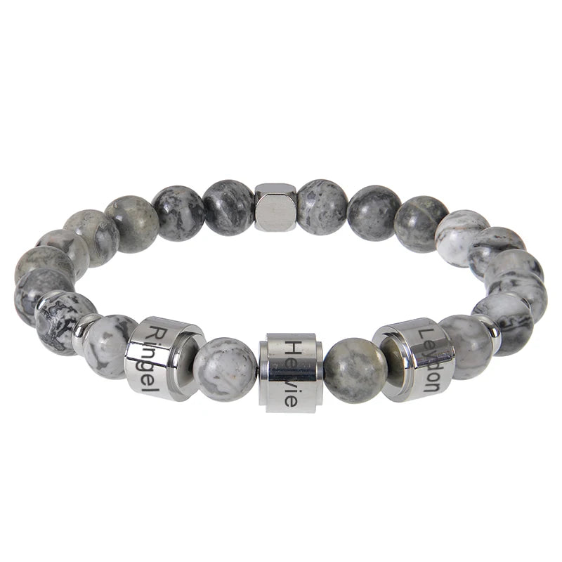 Personalized Natural Stone Beaded Name Bracelet