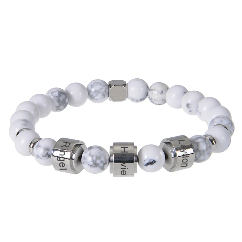 Personalized Natural Stone Beaded Name Bracelet