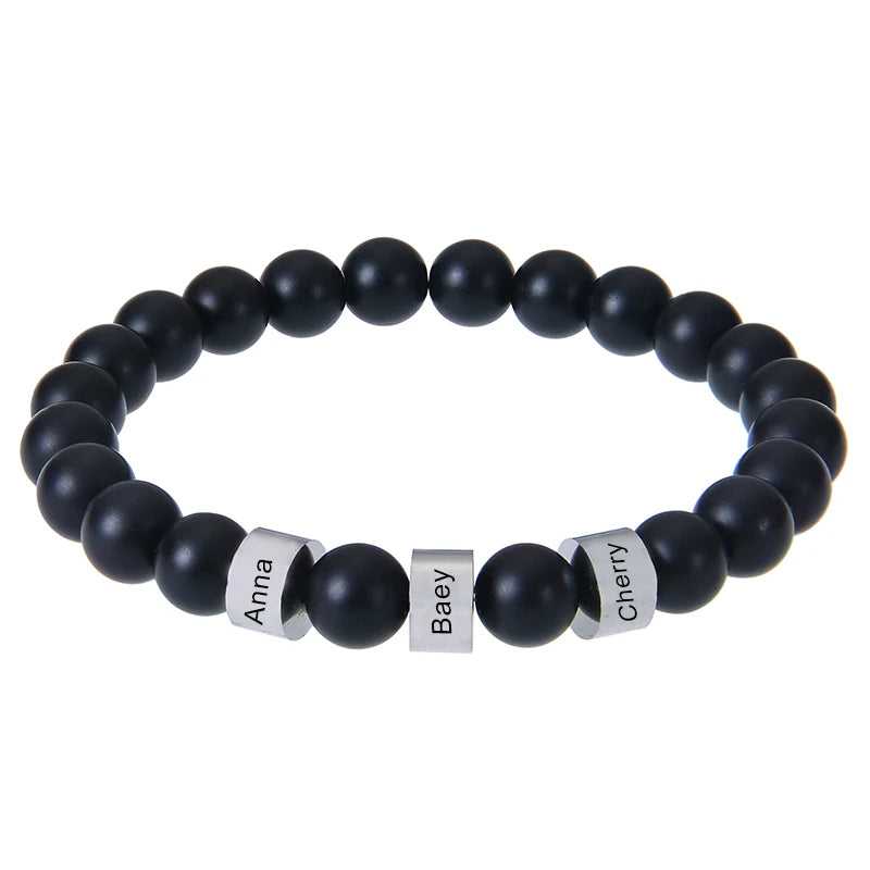 Personalized Natural Stone Beaded Name Bracelet