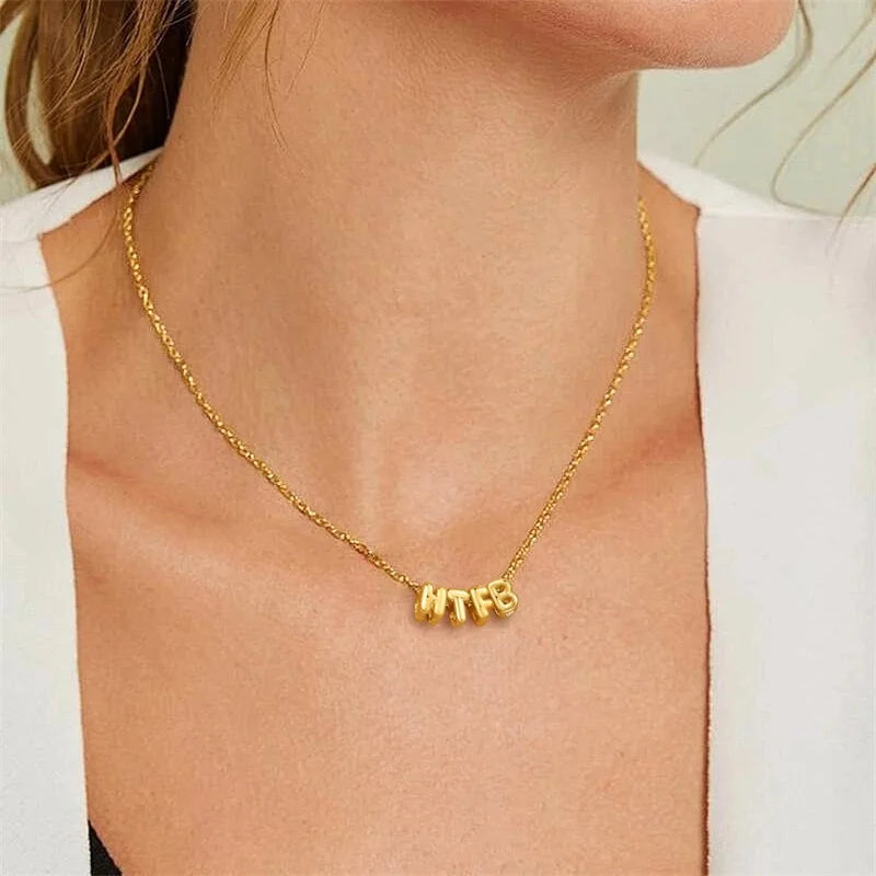 Custom Bubble Letter Name Necklace
