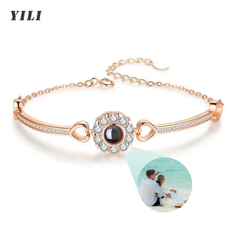 Custom Photo Projection Heart Chain Bracelet