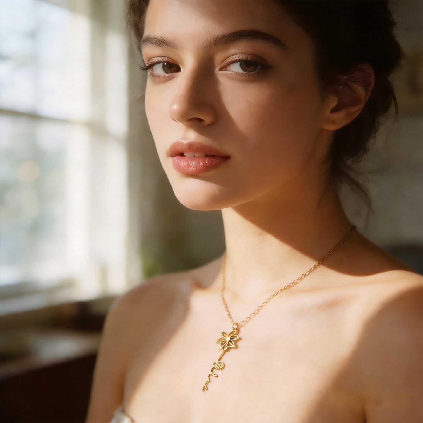 Birth Flower Name Necklace